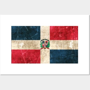 Vintage Aged and Scratched Dominican Flag Posters and Art